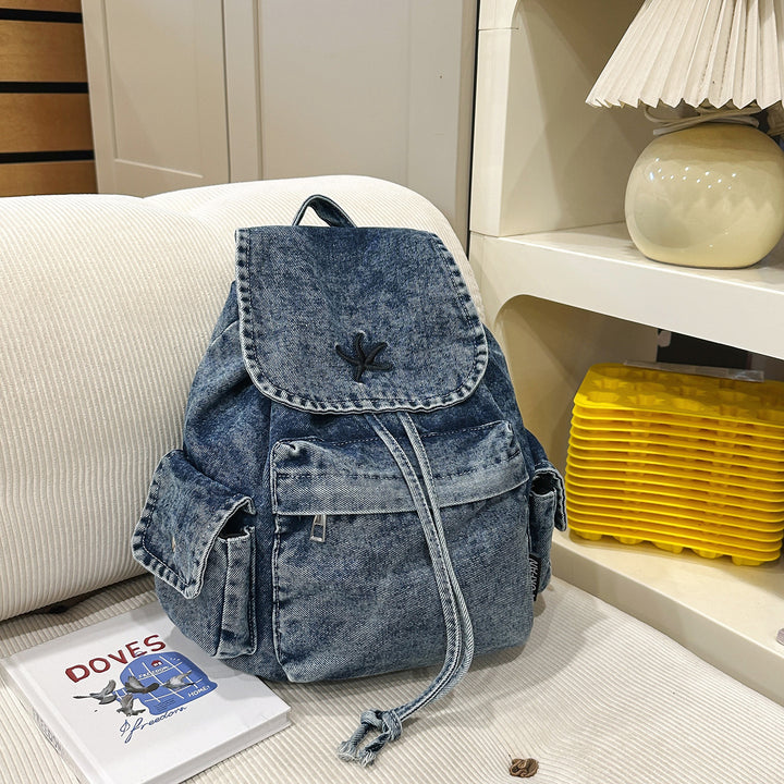 Stylish Denim Drawstring Backpack Kalsten
