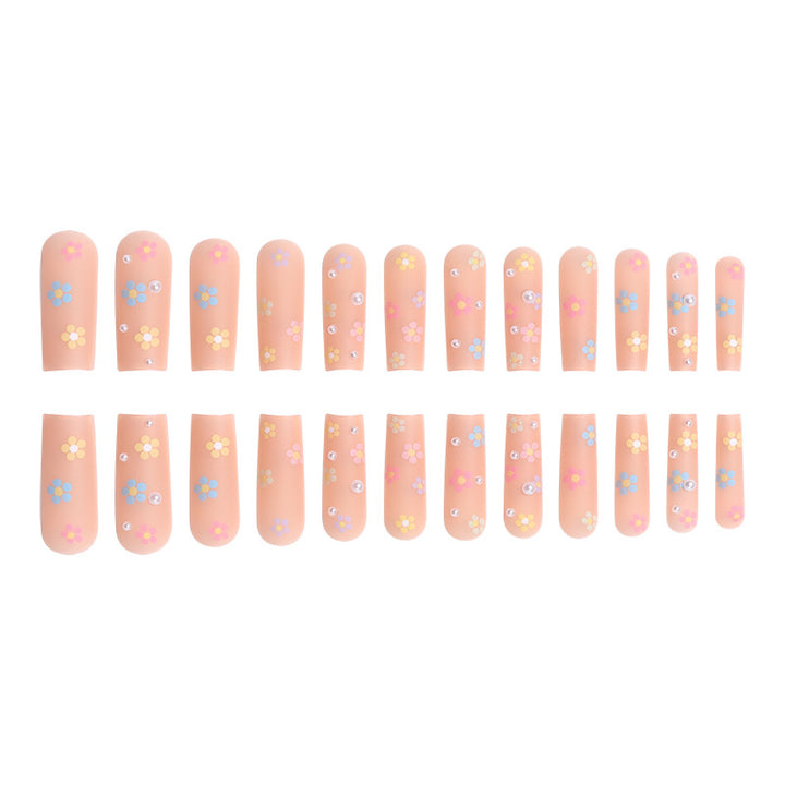 Floral Embellished Long Press-On Nails Kalsten