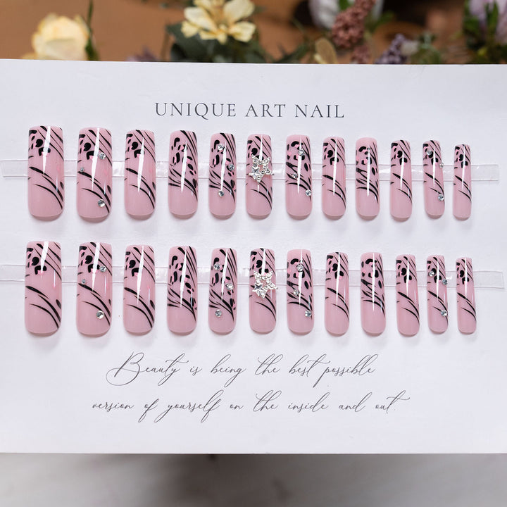 Artistic Design Press-On Nails with Glitter Accents