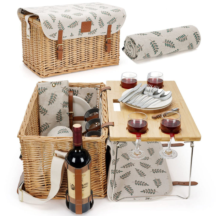 Elegant Wicker Picnic Basket with Insulated Compartment Kalsten