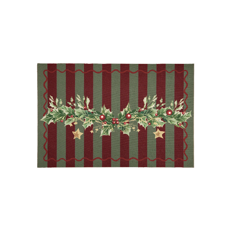 Christmas doormat with lettering and holly motif