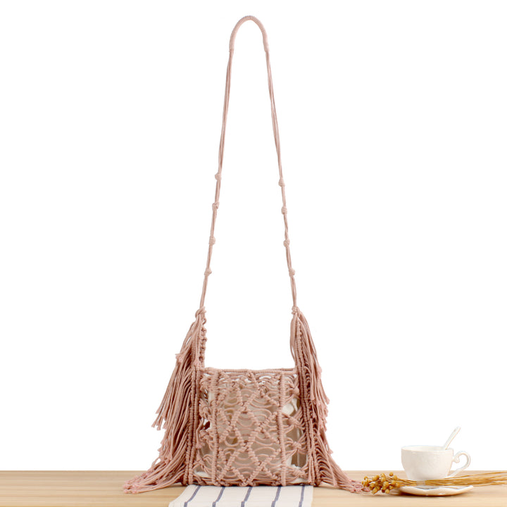 Creative Macrame Shoulder Bag with Fringe Kalsten