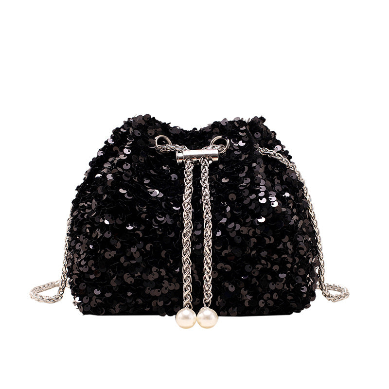 Elegant Sequin Drawstring Handbag