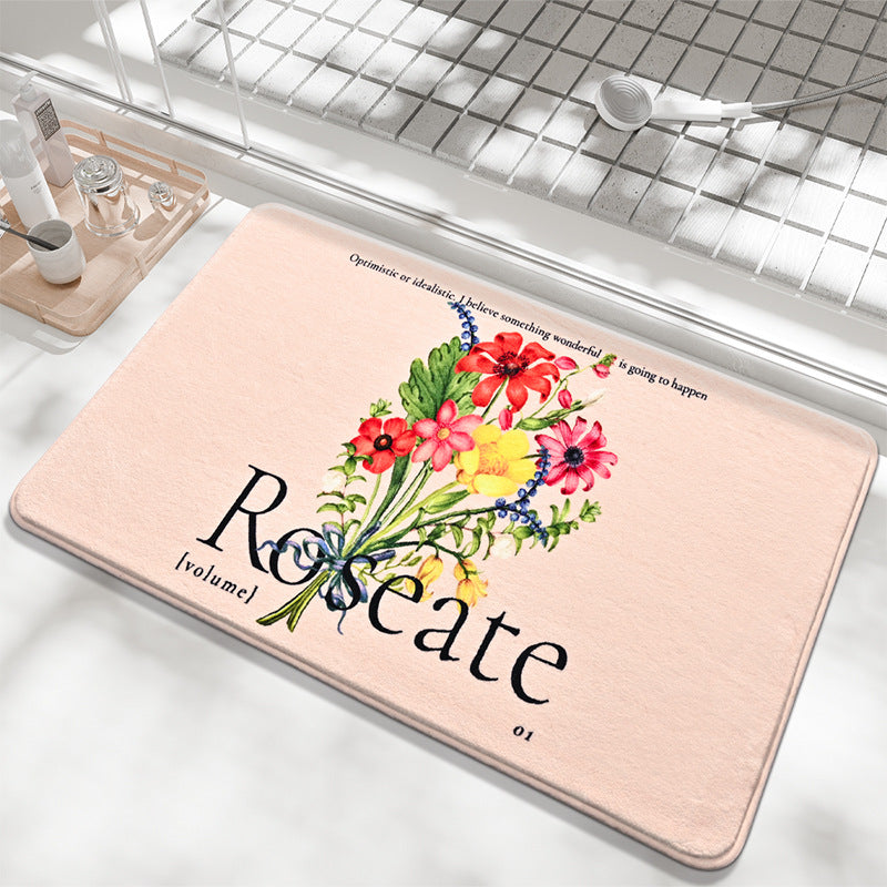 Floral-Decorative Bathroom Mat Kalsten