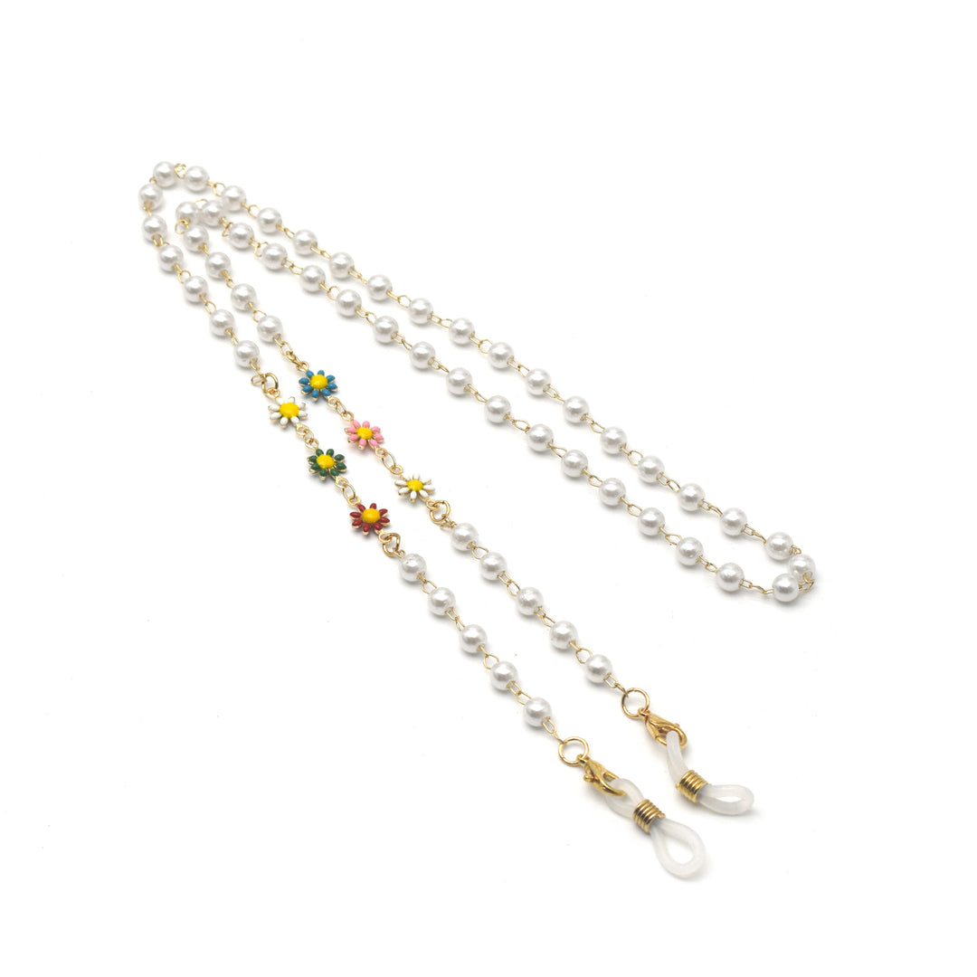 Elegant Pearl and Colorful Gemstone Eyewear Chain Kalsten