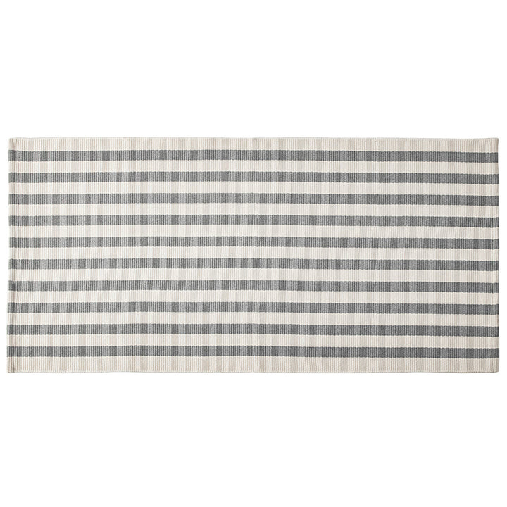Flat woven runner for living and dining room with modern stripe pattern