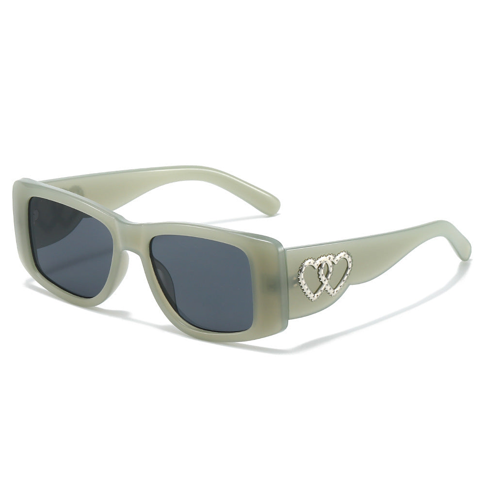 Heart-Embellished Square Frame Sunglasses Kalsten