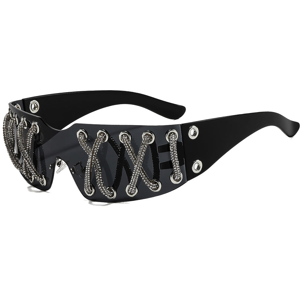 Women futuristic design sunglasses with unique decor Kalsten