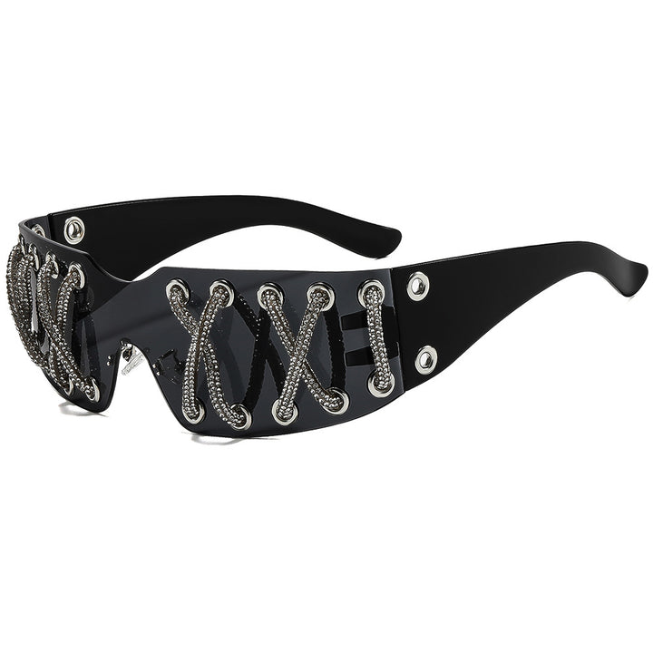 Women futuristic design sunglasses with unique decor Kalsten