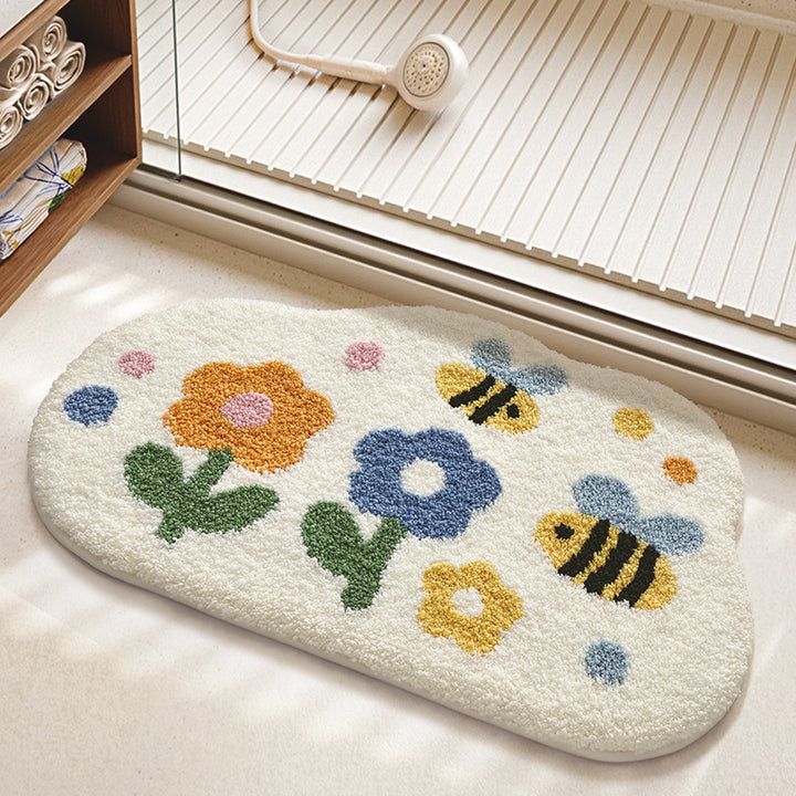 Textured Floral Bath Mat Kalsten
