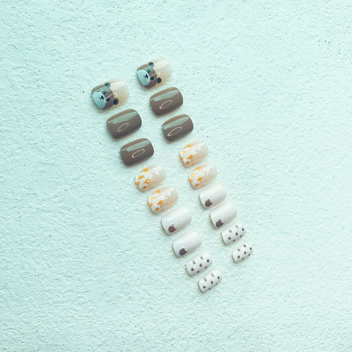 Cute Bear-Themed Nail Art