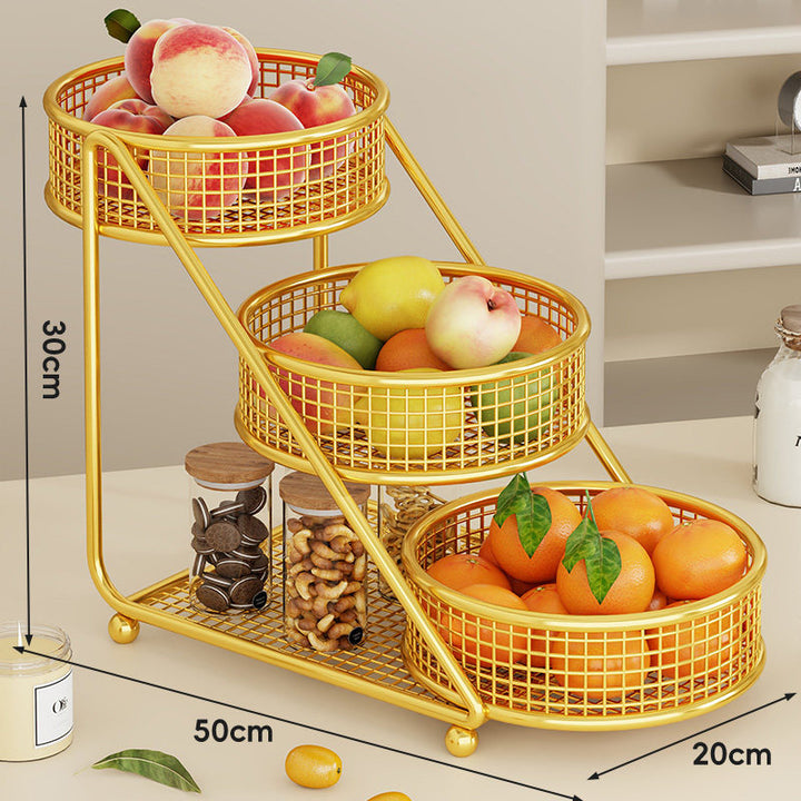 Tiered Angled Mesh Fruit & Produce Organizer with Removable Round Baskets