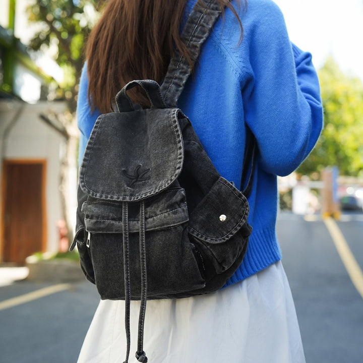 Stylish Denim Drawstring Backpack Kalsten