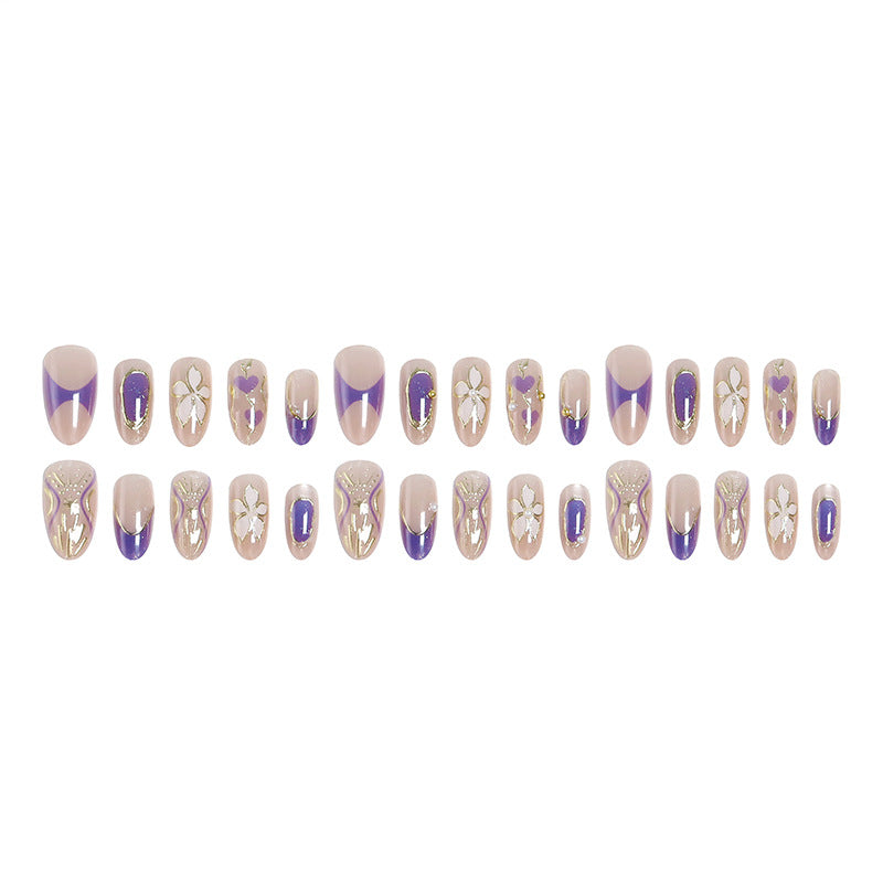 Elegant artificial nails with floral design and color accents Kalsten