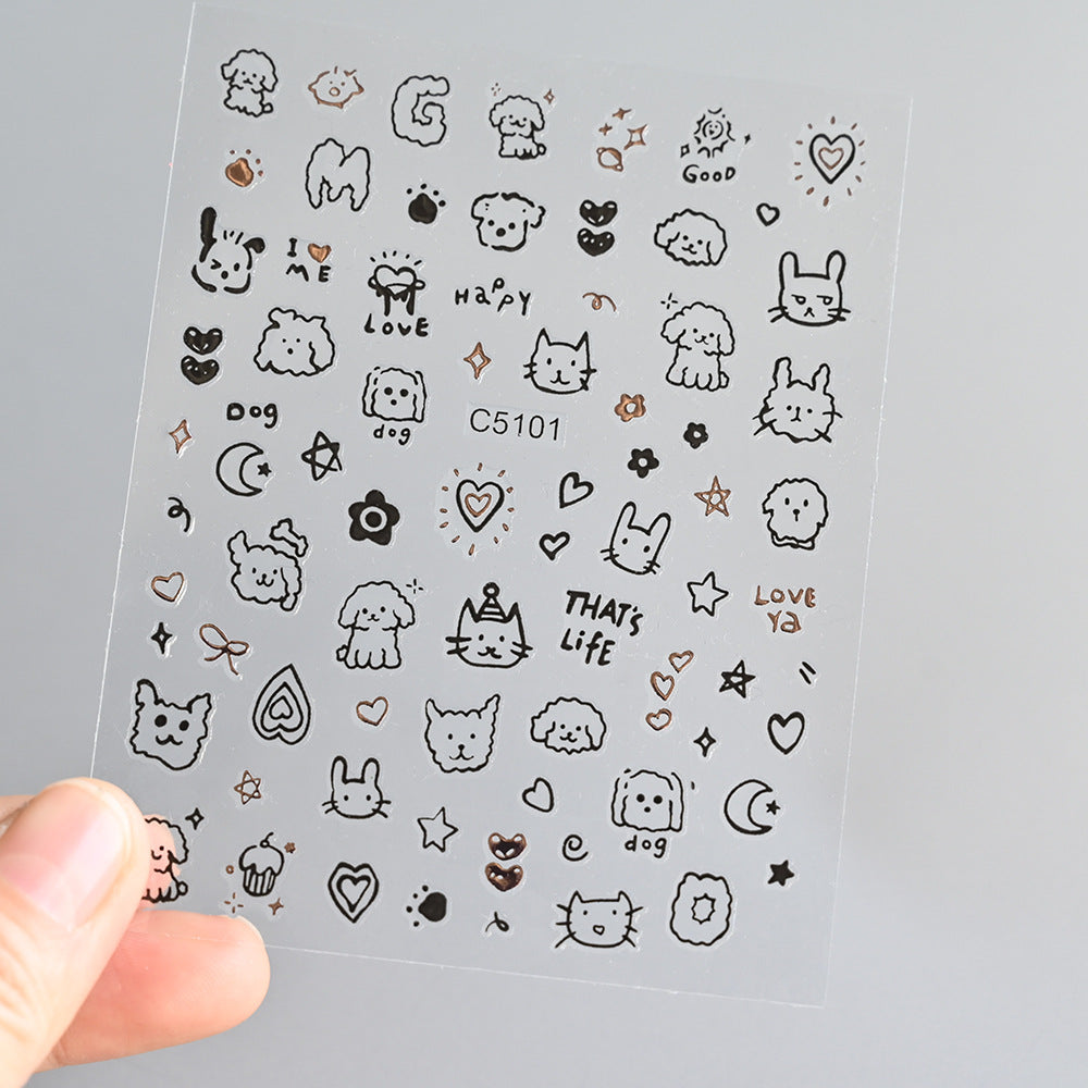Cat-Themed Nail Art Stickers