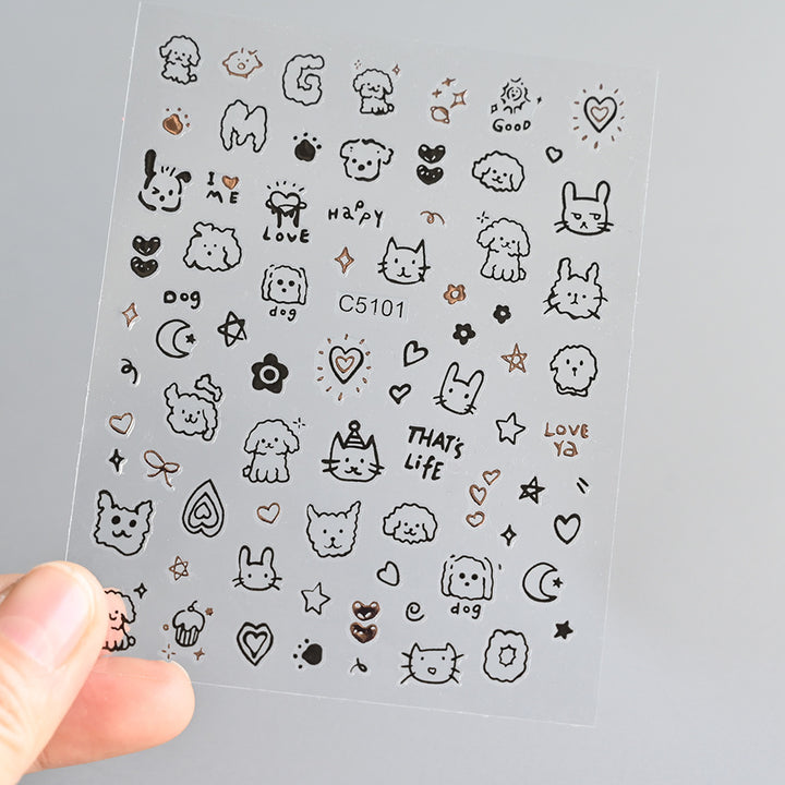 Cat-Themed Nail Art Stickers