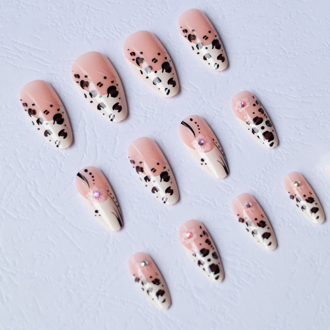 Artistic Leopard and Floral Nail Art Set
