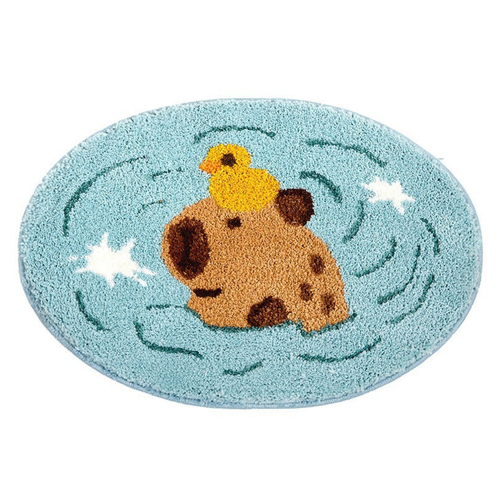 Cartoon Pig-Themed Bath Mat