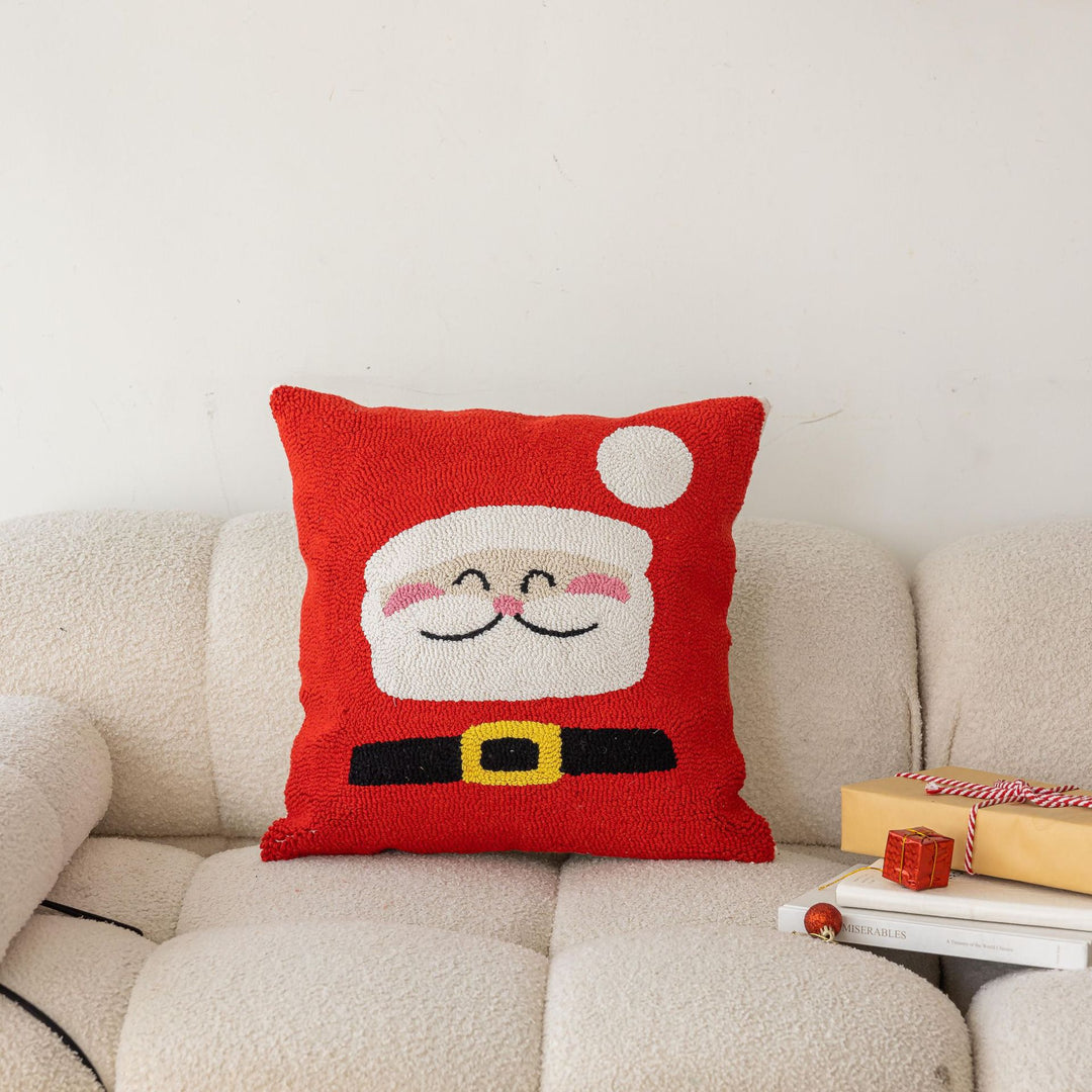 Holiday Tufted Chenille Square Throw Pillow with Raised Tree Motif and Hidden Zipper