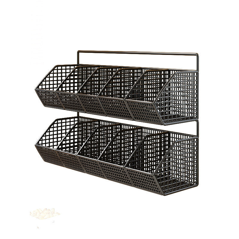 Wall-Mounted Double-Tier Kitchen Storage Baskets