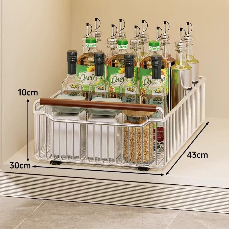 Stackable Metal Grid Pantry Storage Basket with Open Ventilated Frame and Integrated Carry Lip