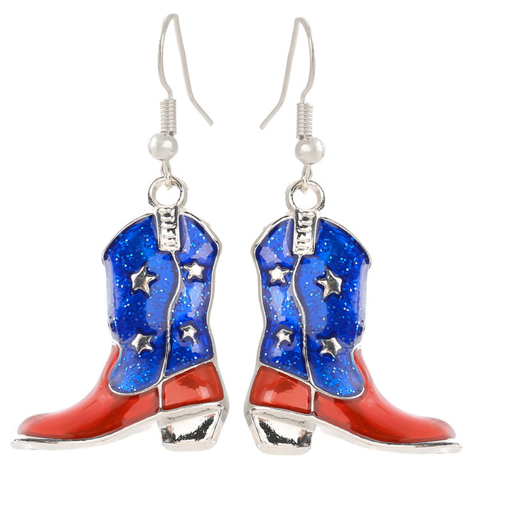Women's nan patriotic horseshoe enamel dangle earrings with star-accented design and fishhook findings Kalsten