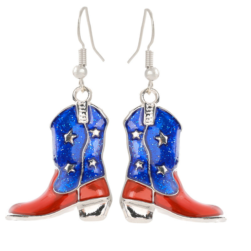 Women nan enamel horseshoe earrings with star motif and fishhook closure Kalsten