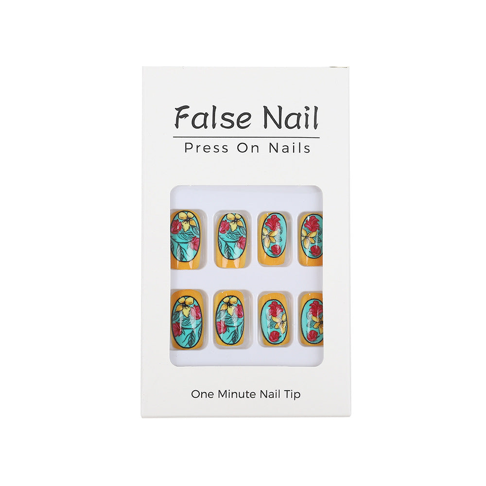Handmade art nails in floral design Kalsten