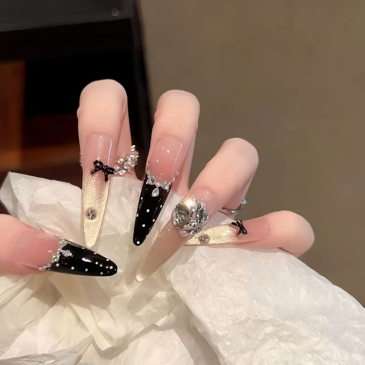 Elegant Crystal-Embellished Stiletto Press-On Nails Kalsten