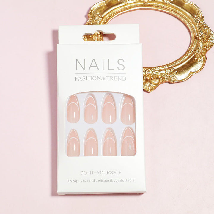 Almond-Shaped Press-On Nails with Elegantly Curved French Tips Kalsten