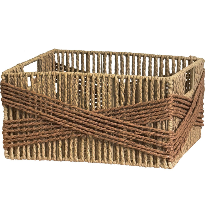 Handcrafted storage basket with decorative weave Kalsten