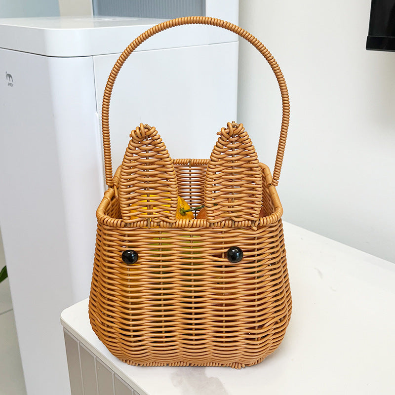Bunny-Shaped Decorative Woven Storage Basket Kalsten