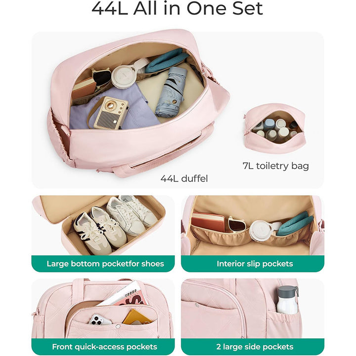 Multifunctional Quilted Travel Bag with Removable Cosmetic Pouch Kalsten