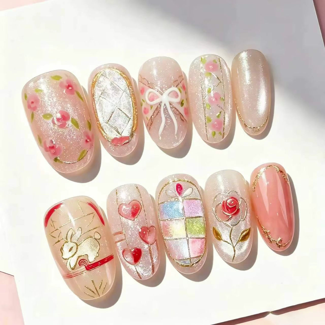 Decorative Press-On Nail Art Set with Artistic Designs Kalsten