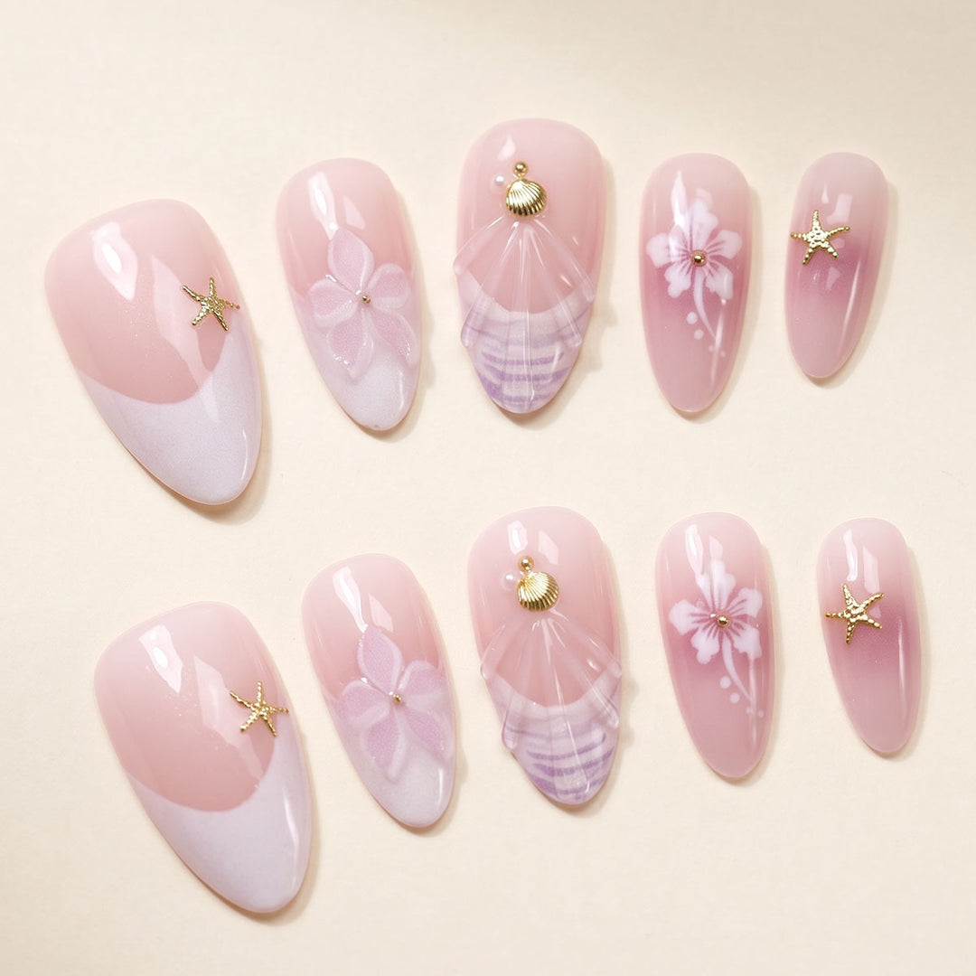Artistic Seashell Press-On Nails