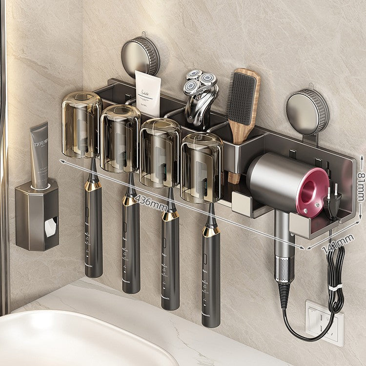 Wall-Mounted Hair Tool Organizer with Storage Compartment Kalsten