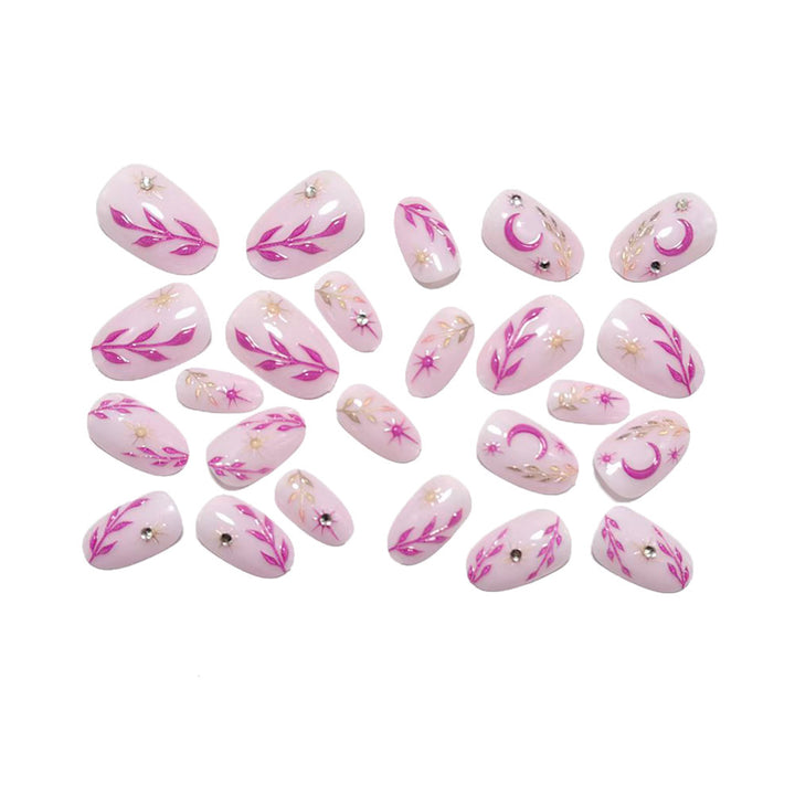 Artificial nails with floral 3D design and glitter accents Kalsten