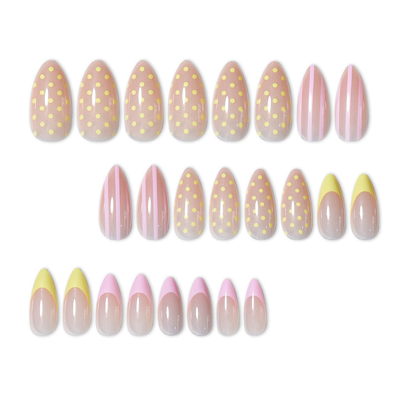 Artistic Press-On Nail Set with Polka Dot and Ombre Design Kalsten