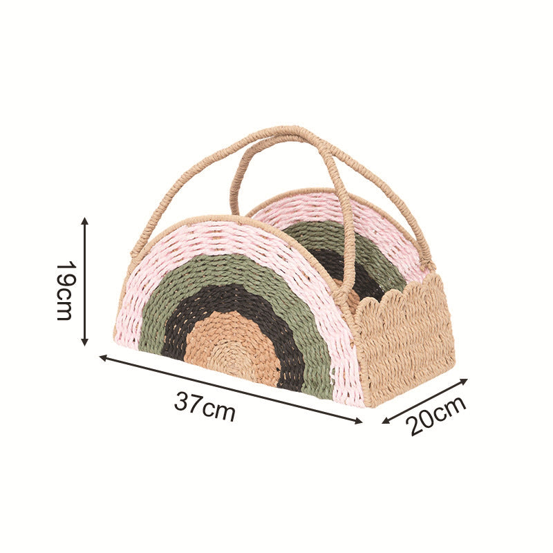 Woven Straw Rainbow Tote Kalsten