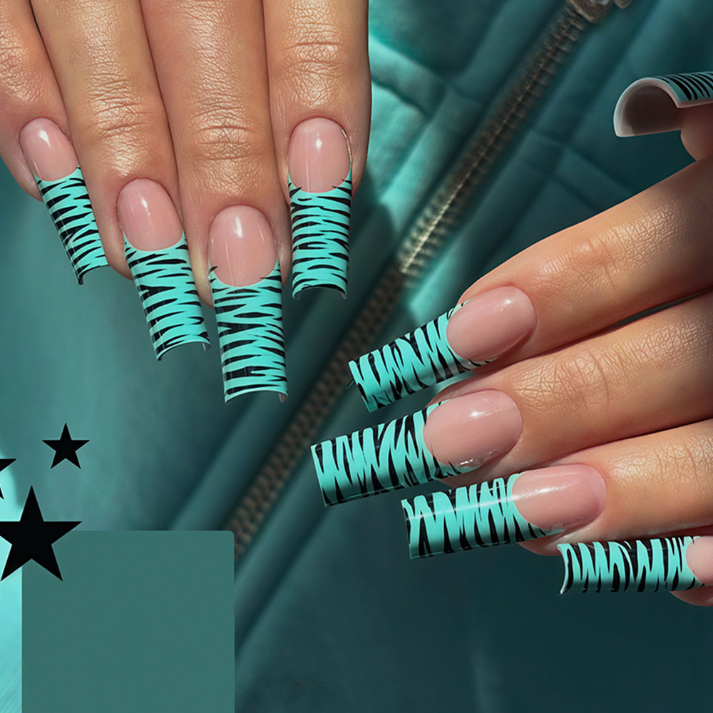 Artistic Long French Tip Nail Art Wraps Kalsten