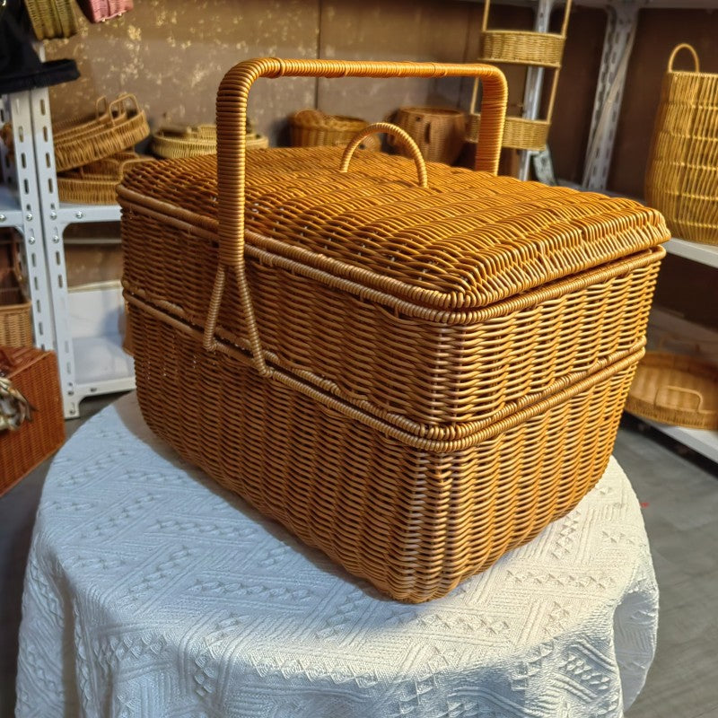 Women Vintage Storage Basket with Two Compartments Kalsten
