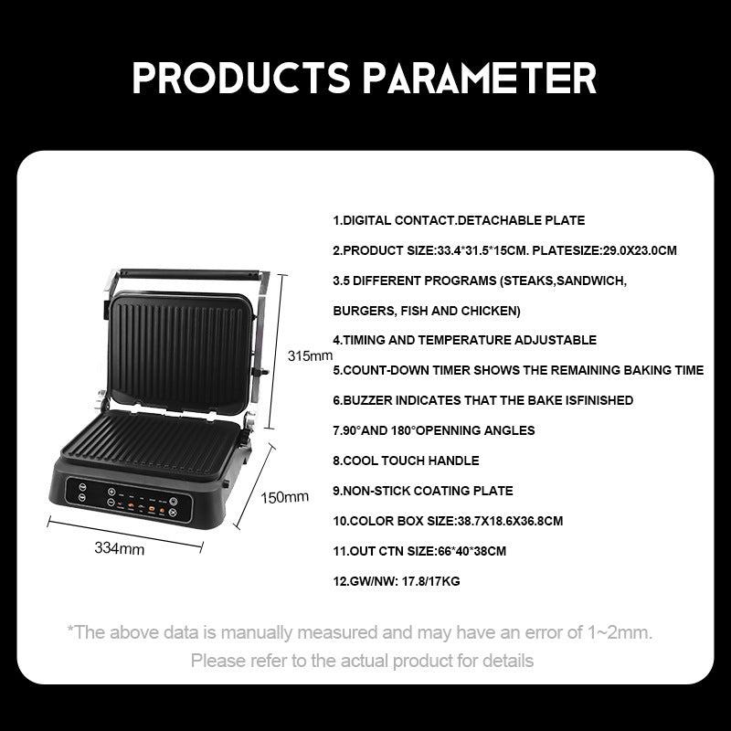 Versatile Electric Grill Press with Adjustable Temperature Control Kalsten