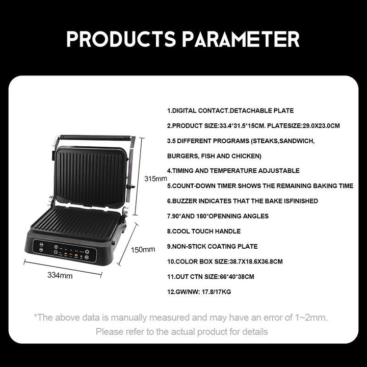 Versatile Electric Grill Press with Adjustable Temperature Control Kalsten