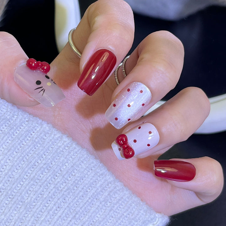 Glamorous Press-On Nail Art Set with Stylish Gemstone Accents Kalsten