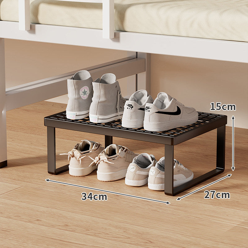 Low-Profile Stackable Shoe Riser Shelf with Ventilated Grid Top for Under-Bed and Entryway