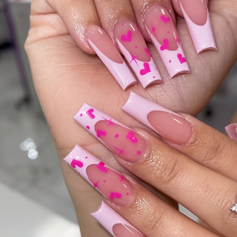 Decorative Heart-Themed Press-On Nail Art Kalsten
