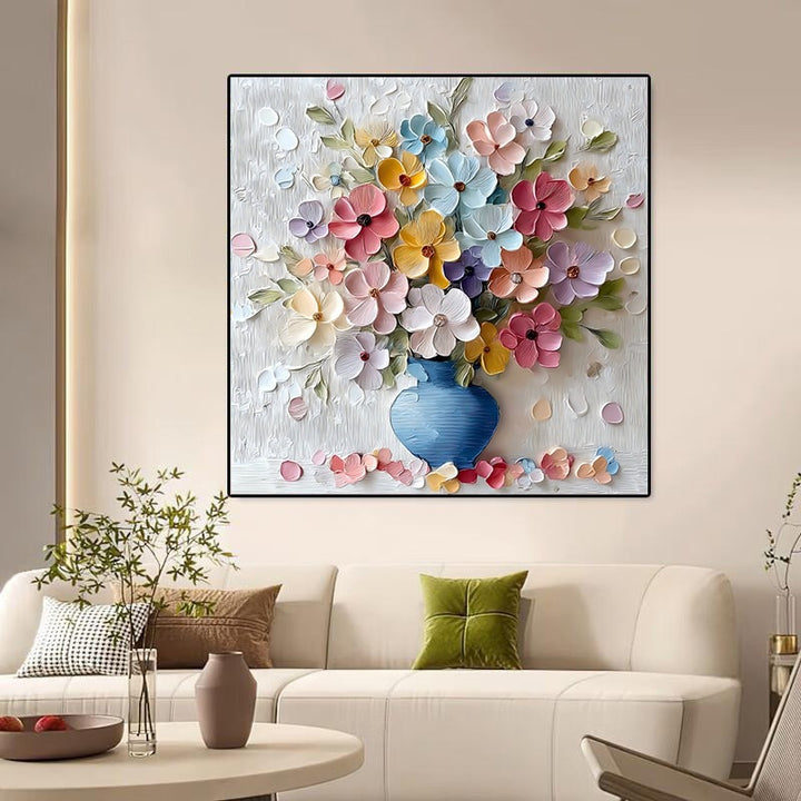 3D Textured Floral Canvas Artwork