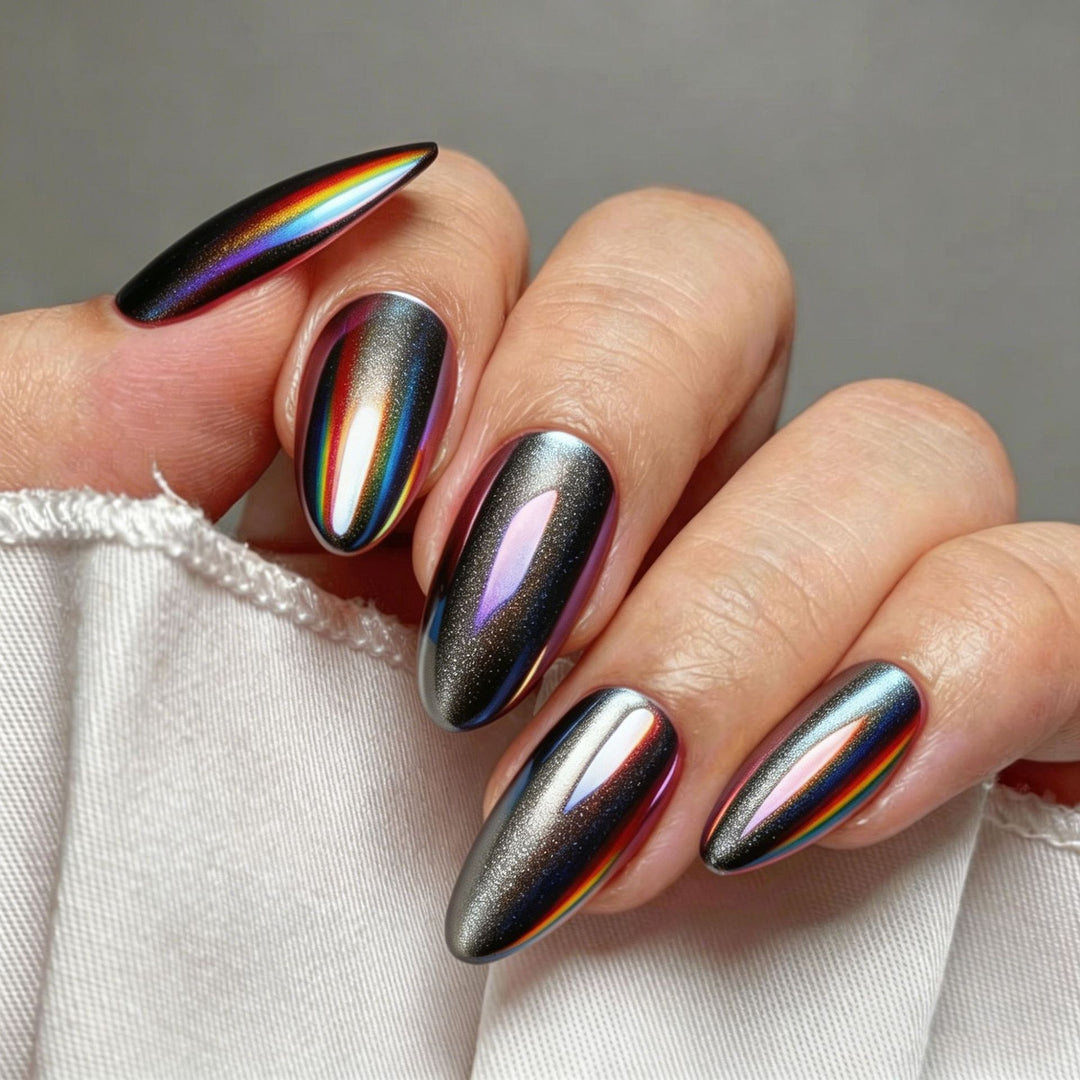 Glossy Artificial Nails in Futuristic Style Kalsten