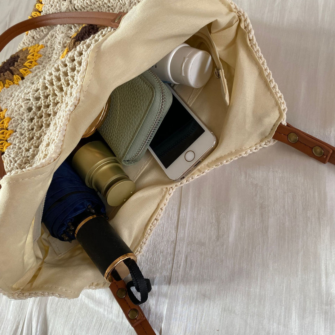 Handcrafted Macrame Bag with Unique Sunflower Pattern Kalsten