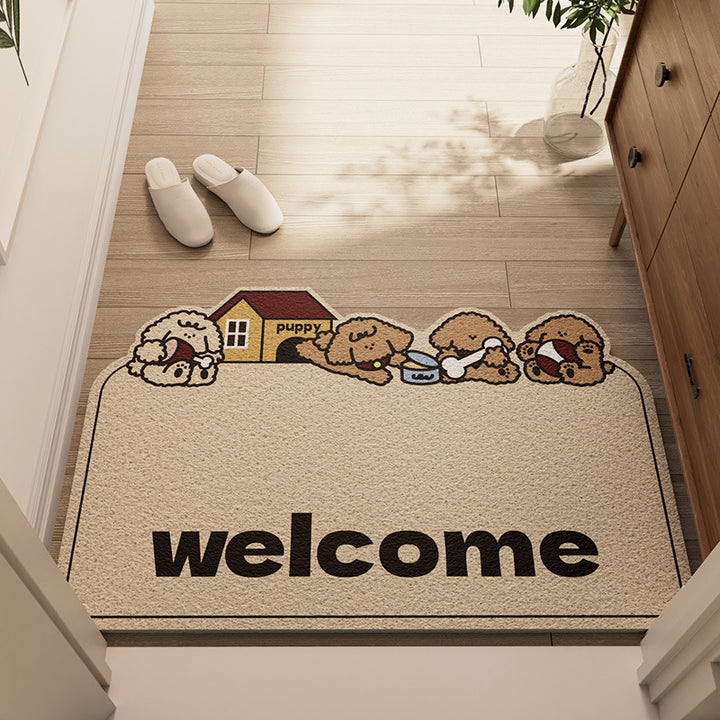Cute Puppy-Themed Welcome Mat Kalsten